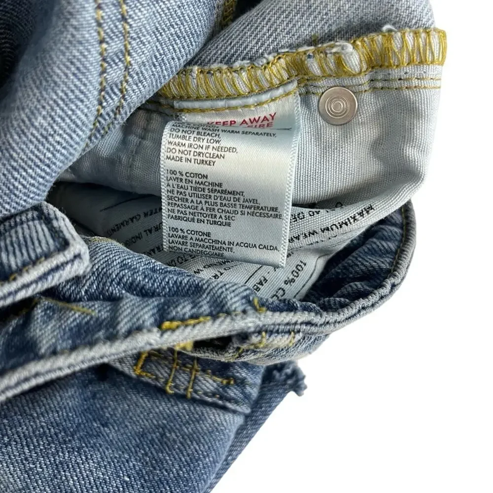 BDG URBAN OUTFITTERS Patchwork Cut Off Raw Hem Jean Shorts Blue Denim sz 28 x 2 - Picture 16 of 16